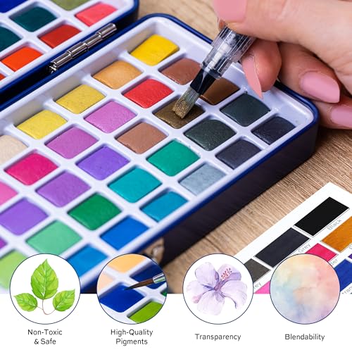 finenolo Watercolor Paint Set, 100 Colors Professional Grade Watercolor Kit