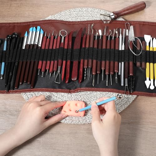 48pcs Pottery Tools Kit for Sculpting,Clay Tools Sculpting Kit,Ceramic Tool for Modeling, Trimming, Molding Clay Carving,Shaping, Pottery Kiln
