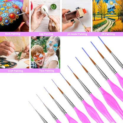 10Pcs Miniature Detail Paint Brushes Triangular Wood Handle Set - color: Magenta, size: 10