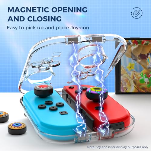 IINE Storage Case for Joy-con, Portable Dust-Proof Protective Box Compatible with Nintendo Switch Joy-Con, Switch/OLED PC Transparent Shell Case with Magnetic Closure - color: transparent