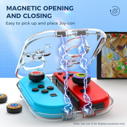 IINE Storage Case for Joy-con, Portable Dust-Proof Protective Box Compatible with Nintendo Switch Joy-Con, Switch/OLED PC Transparent Shell Case with Magnetic Closure - color: transparent