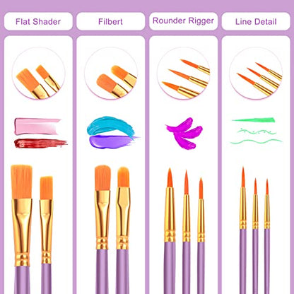ESRICH 80PCS Paint Brushes, Paint Brush for Acrylic Painting - color: Purple, size: 80