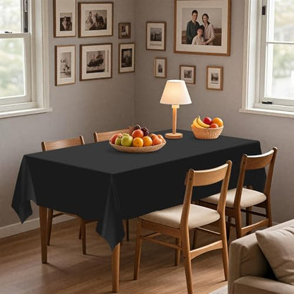 54IN X 320FT Plastic Table Cover Roll with Cutter Box, Cut to Size Plastic Table Cloths for Parties, Birthday, (Black, 54"x3840"(Rectangular)) - color: Black, size: 3840" x 54" (Rectangular)
