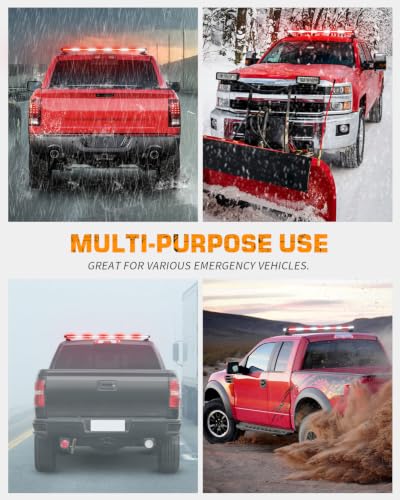 XRIDONSEN 45.5" 128 LED Roof Emergency Lights Red White Strobe Light Bar - color: Red/White