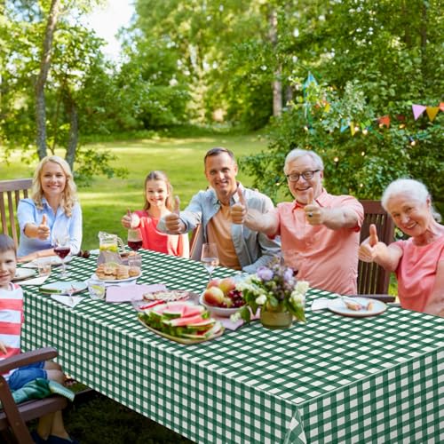 3Pcs Dark Green Gingham Tablecloths, Checkered Party Table Covers 54x108 In - color: Dark Green