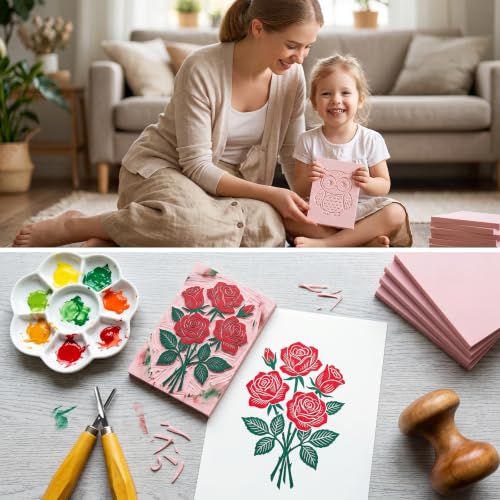 SGHUO 8pcs 4"x6" Pink Rubber Carving Blocks, 8mm Thick - color: Pink