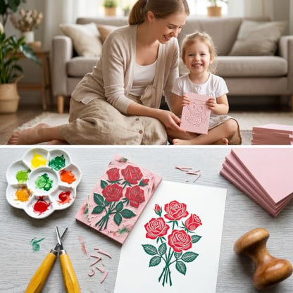 SGHUO 8pcs 4"x6" Pink Rubber Carving Blocks, 8mm Thick - color: Pink