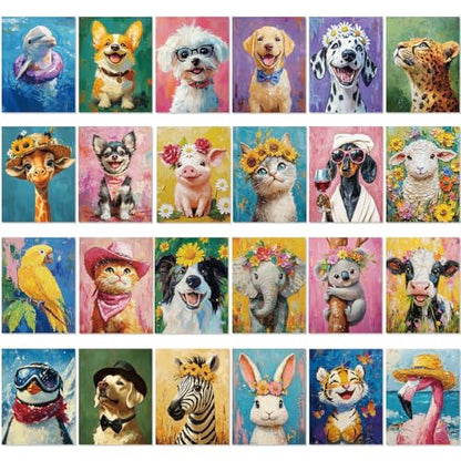 Sherr 24 Pcs Pre Drawn Canvas for Adult, Carton Animal, 8 x 10 Inch - size: 8 x 10 Inch, style: Carton Animal