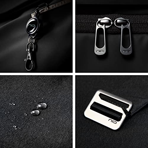 NIID R1 EDC Sling Bag for Men: 5L-6L Expandable Capacity - color: Meteorite Black