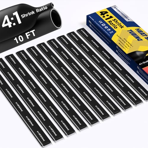 haisstronica 10Ft 4:1 Heat Shrink Tubing Kit 3/8" Black - color: Black, size: 3/8"