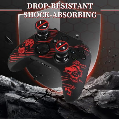 Silicone Skin Cover Sticker x 1 & Extender Grips x 2 for Xbox Series/One Controller Deapool