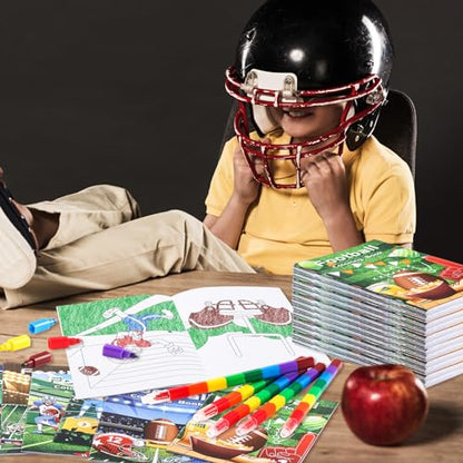 BenLouis 24 Football Mini Coloring Books with 24 Crayons for Kids Bulk - style: Football