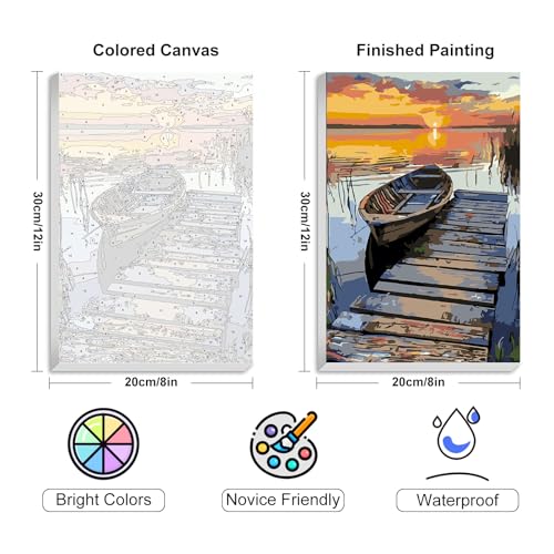 4 Pack Framed Paint by Numbers Kit for Adults with Wooden Easel, Sunset - color: YOP4P05