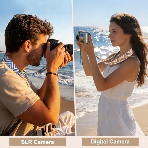 Universal Camera Strap - Camera Neck Strap, Adjustable Shoulder Straps Compatible with Canon, Fujifilm, Nikon, Olympus, Panasonic and other SLR and mirrorless cameras - Brown White Gquares - color: Brown White Gradient Gquares