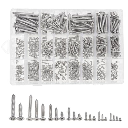 M2.2-M5.5 304 SS Phillips Flat Head Pointed Self Tapping Screws Kit - size: M2.2 M2.6 M2.9 M3.5 M4.2 M4.8 M5.5