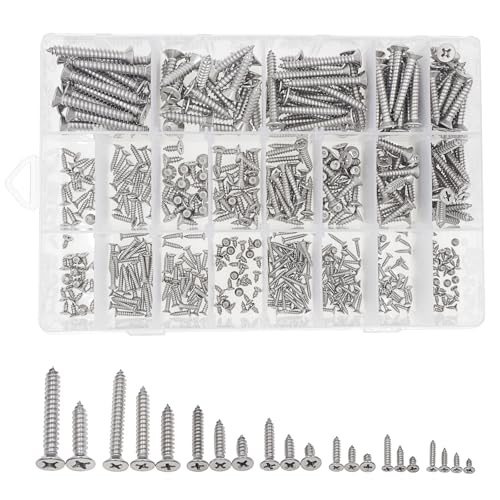 M2.2-M5.5 304 SS Phillips Flat Head Pointed Self Tapping Screws Kit - size: M2.2 M2.6 M2.9 M3.5 M4.2 M4.8 M5.5