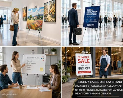 MXG 64" Adjustable Aluminum Large Display Stand,Easel for Painting & Sign - color: Silver