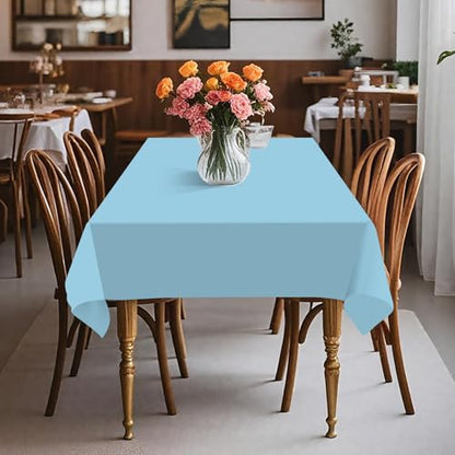 54IN X 320FT Plastic Table Cover Roll with Cutter Box, Cut to Size Plastic Table Cloths for Parties, Birthday, (Light Blue,54"x3840"(Rectangular)) - color: Light Blue, size: 3840" x 54" (Rectangular)