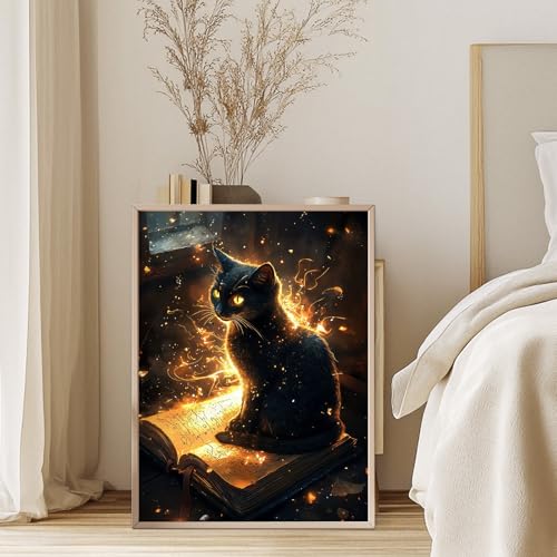 Diamond Art Kits for Adults, 5D Magic Black Cat Diamond Painting Kit - color: TRTDNFDP1P07