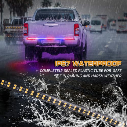 XRIDONSEN 60 inch Truck Tailgate Emergency Lights Strip - color: Red/Blue