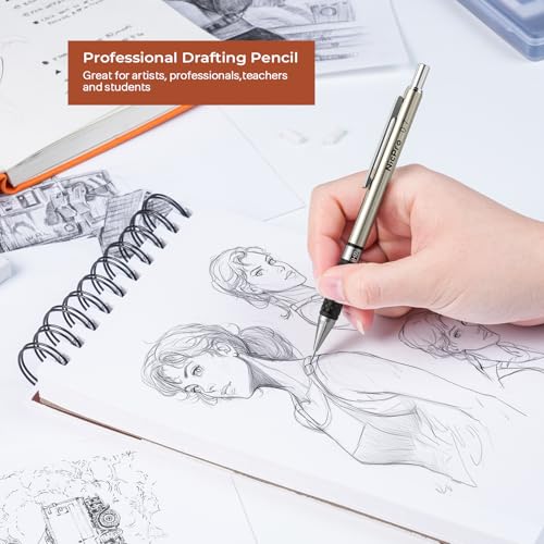 Nicpro Art Mechanical Pencil Set in Case, 4 PCS Metal Drafting Pencil - style: 4 Pack (0.5mm+0.7mm)