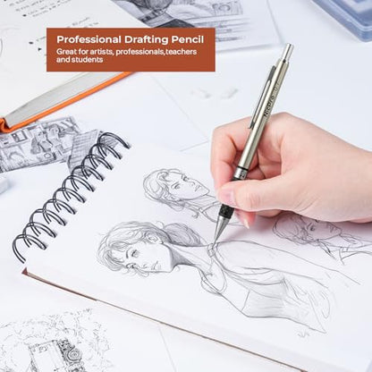 Nicpro Art Mechanical Pencil Set in Case, 4 PCS Metal Drafting Pencil - style: 4 Pack (0.5mm+0.7mm)