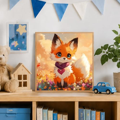 AUKELHJ Paint by Numbers Kit for Kids with Frame, Fox, 8X8 inch - color: 14-Fox