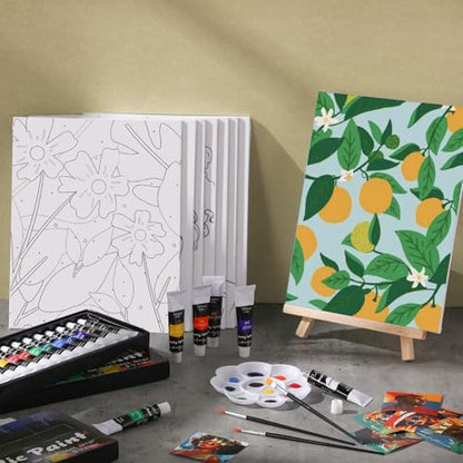Cholemy 36 Pcs Paint and Sip Kit Gift for Adults 8''x10'',Flowering - style: Flowering