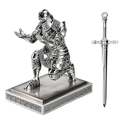 King's Guard Knight Pen Holder with a Letter Opener Desk Organizers Silver - color: Silver(plating)