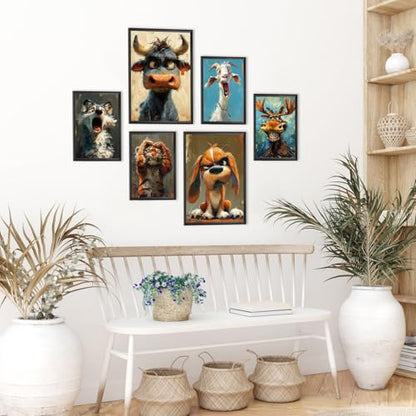 EIBEILI Diamond Art Kits for Adults-6P Funny Animal Diamond Painting Wall