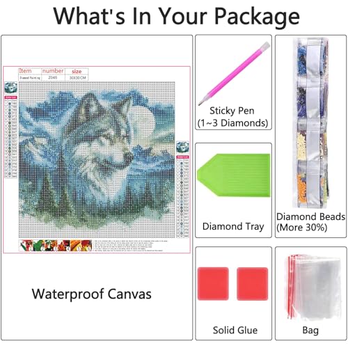 Shouruihua Wolf Diamond Painting Kits for Adults, Wolf Diamond Art Kits - color: Wolf