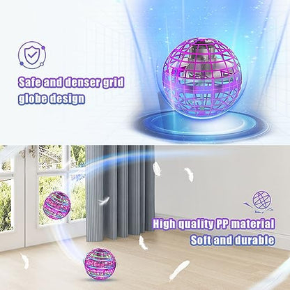 XINHOME 2 Pcs Flying Orb Ball Toys(Blue+Pink) Soaring Hover Boomerang Spinner Hand Controlled Mini Drone for Kids Adults Outdoor Indoor