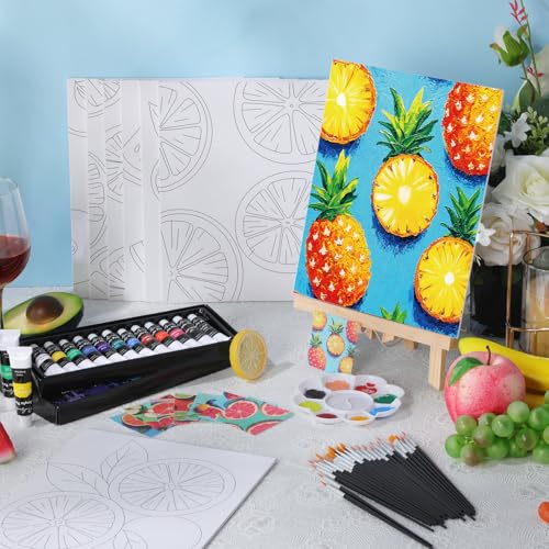 Cholemy 36 Pcs Paint and Sip Kit Gift for Adults 8''x10'',Colorful Fruits - style: Colorful Fruits
