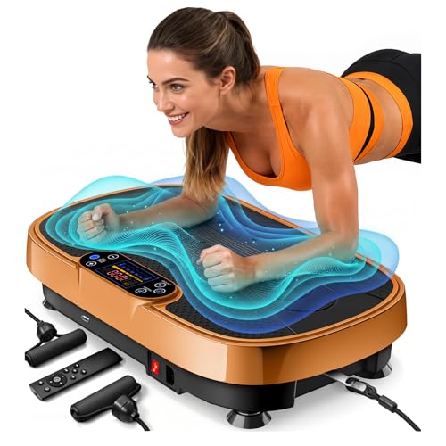 Renoj 3D Vibration Plate Exercise Machine, 200W Motor, 455lbs Capacity - color: Gold