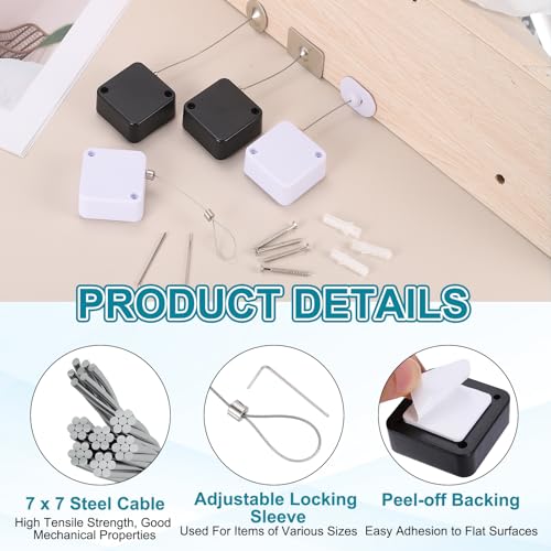 PATIKIL Retractable Remote Control Cable Tether (3.3ft /1M, Black)(1 Set) Remote Control Security Lanyard Lock Adjustable Locking Leash with Rope Locks and Screws, Suit for - TVs/Tablets - color: Black, size: 3.3ft /1m