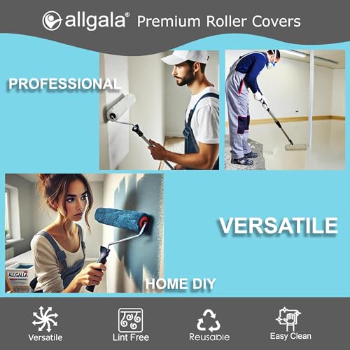Allgala Paint Roller Covers, 6 Pack 9 Inch Shedless Lint Free Painter Roller Covers 1/2 in Roller Naps for Paint Roller Kit - size: 9" (Pack of 6)
