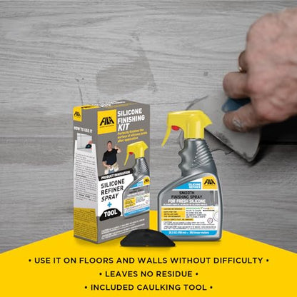 Fila Surface Care Solutions - Silicone Finishing Kit with Smoothing Spray, Caulk Tool Included, 24oz