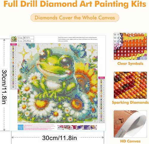 Axquilon Frog Diamond Art Kits for Adults 12x12 inch - color: Frog
