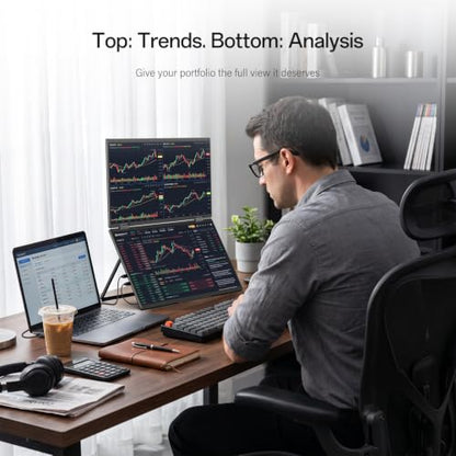 InnoView Portable Dual Monitor 15.6" 1920x1080 Dual Stacked Foldable Monitor | 315° Screen Adjustment | USB-C/HDMI Second Monitor for Laptop, Mac, Windows - size: 15.6 inches