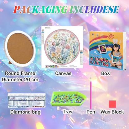 WEMEON Flowers Diamond Art Kits for Kids with Frame 7x7 inch - color: Flower03