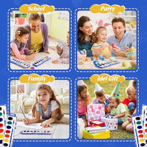 48 Pack Watercolor Paint Set Bulk for Kids, 8 Colors Washable Water Colors