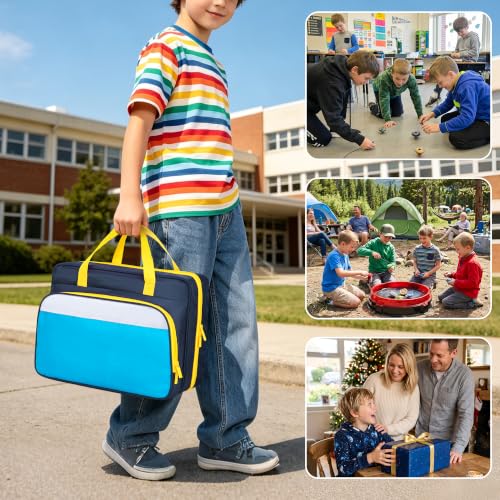 CURMIO Empty Battling Tops Organizer Case, Portable Gyro Toy Storage Bag - color: Navy-white