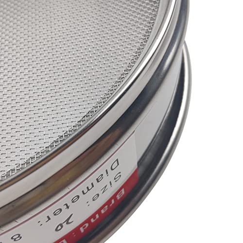 LABALPHA 20 Mesh Lab Sieves, #20 Mesh Test Sieve, 8'' Diameter, 304 Stainless Steel Wire Cloth (0.9mm) - size: 20 mesh (0.9mm)