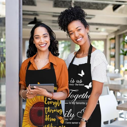 Britimes Apron with Pockets, 32x28 inch, 2 Pack, Sunflower - color: Black Yellow