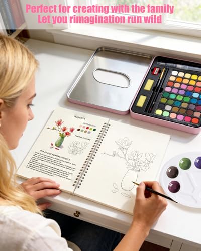 Flower Watercolor Workbook for Adults and Beginners - color: c-flower