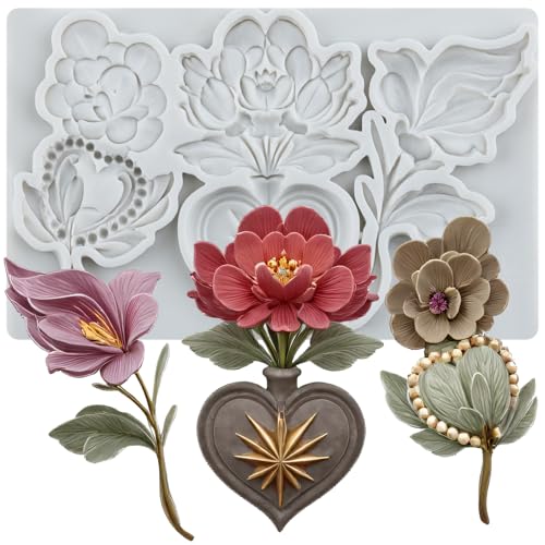 Flower Resin Silicone Mold Flower Heart Polymer Clay Molds - color: Style I
