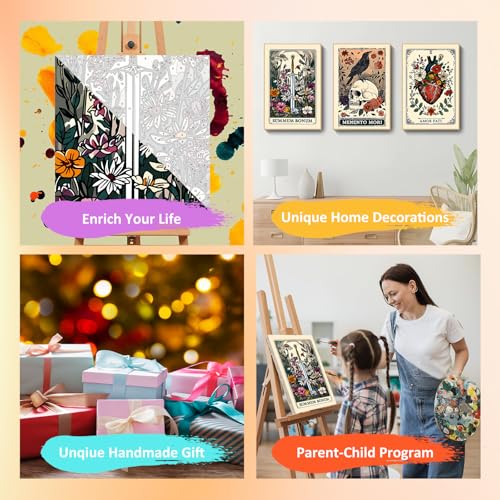 Mandun Tarot Paint by Numbers Kit for Adults, 3 Pack, 7.8x11.8 inch - color: 3 Pack Tarot02