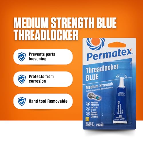 Permatex 24200 Medium Strength Threadlocker Blue, 6 ml, Automotive Threadlocker For Preventing Bolts From Loosening And Corrosion, Removable With Hand Tools - size: 6 ml, style: Liquid - Medium Strength