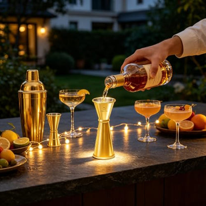 Homestia Jigger for Bartending, 2 oz 1 oz Double Measure Cocktail Cup, Gold - color: 1-Pack Gold