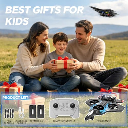 4DRC Foam RC Planes Remote Control Airplanes for Kids Adults, RC Airplane Fighter Jet with Light, 360° Flip Fighter Jet Toys, Stunt Roll, Airplane Toy Gifts for Kids Boys - color: Red-2 Batteries